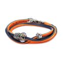 BRANSOLETA ZE SKÓRY Trollbeads, Orange/Navy, 36 cm